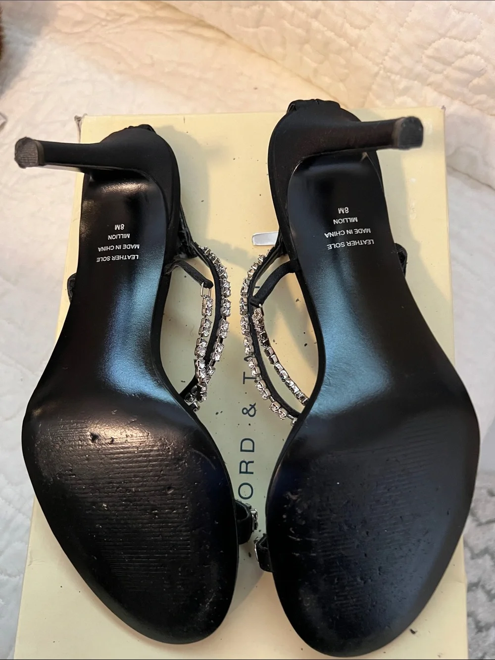 Lord & Taylor Black Rhinestone Teardrop-Strap Women's Sandals
